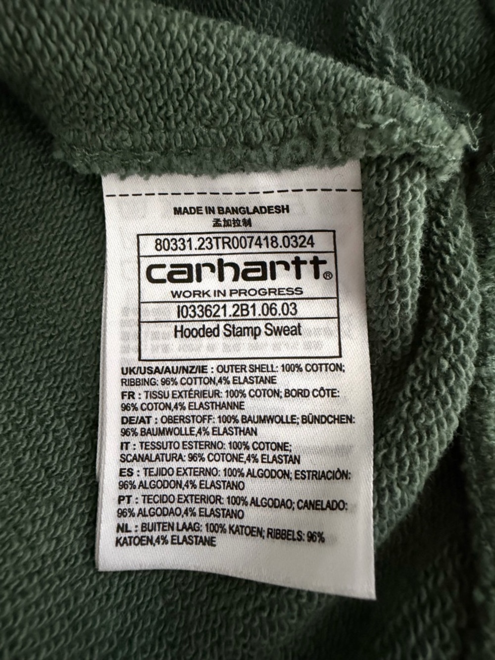 CARHARTT WIP Duck Green Hooded Stamp Hoodie Frog Graphic Vintage Style size M - Picture 8 of 12